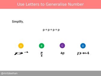 Use Letters to Generalise Number Diagnostic Questions