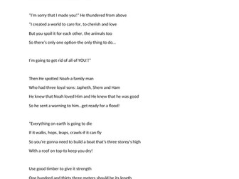 A performance poem/rap about Noah and the Great Flood