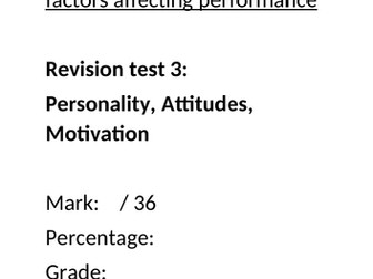 Sport Psychology Exam Questions: Personality, Attitudes, Motivation