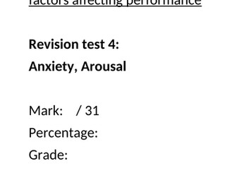 Sport Psychology Exam Questions: Anxiety & Arousal
