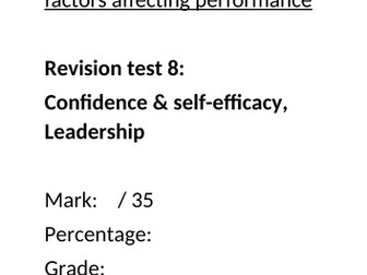 Sport Psychology Exam Questions: Sports confidence, self-efficacy & leadership in sport
