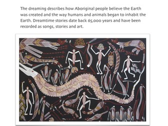 Aboriginal Art Dreamtime Stories Worksheet