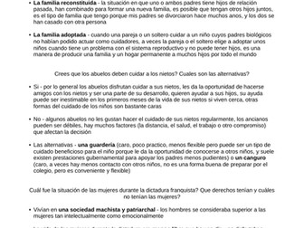 Questions and Answers - Los cambios en la familia