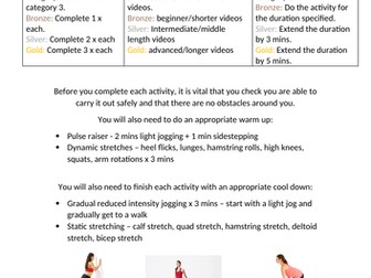 PE + Games - remote learning - Year 7/8