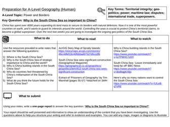 Preparation for A-Level Remote Learning Activity (OCR Power and Borders)