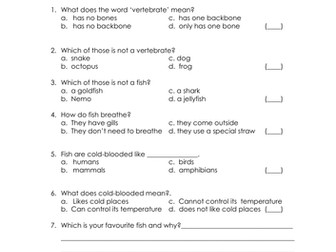 Fish- Listening comprehension and vocabulary