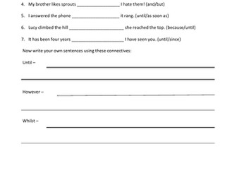 Using Connectives Worksheet