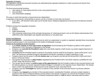 US Constitution Edexcel Politics A* notes
