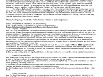 US Supreme Court Politics essay plans A*
