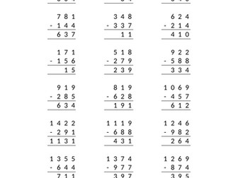 3-digit subtractions