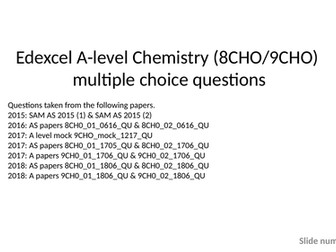 Edexcel A level Chemistry MCQs