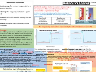 AQA C7 Energy Changes Knowledge Organiser