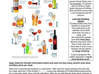 BTEC Health & Social Care Level 1/2 Component 3 ALCOHOL Worksheet