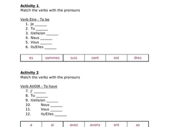 French worksheet adjective agreements
