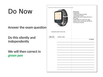 GCSE DT Do Now Exam Questions