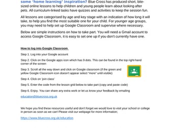 Blue Cross for Pets - 'Google Classroom' pet lessons