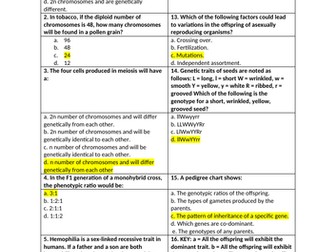 AQA A level Biology Section 7: Inheritance Population Evolution MCQ