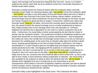 AS Hamlet Essay - Frailty thy name is Woman