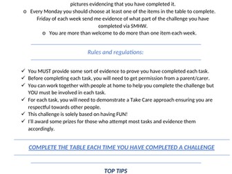 HOME LEARNING KS3 30 Maths Challenges