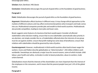 Business Ethics ESSAY PLANS- Philosophy & Ethics A Level