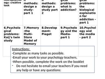 GCSE psychology tasks - Distance learning