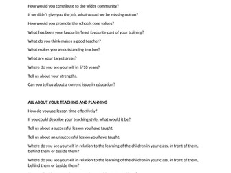 Possible teaching interview questions