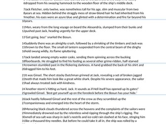 Eduqas Language C1 Reading Q1 AO1 Big List Practice Sheet (based on an extract from Young Samurai)