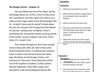 Eduqas Language C1 Reading: Guided analysis based on 'The Hunger Games' extract