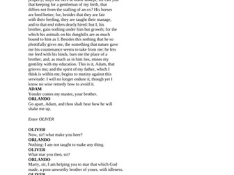 As You Like It A-level Drama Essay Planning Sheet