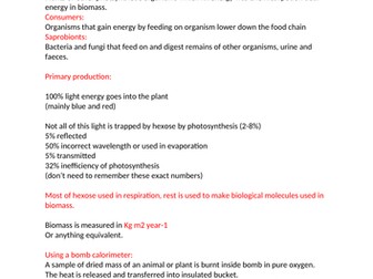 A level biology energy and ecosystems AQA