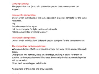 AQA A LEVEL BIOLOGY population in ecosystems