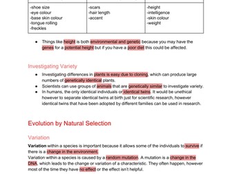 AQA GCSE Biology Variation and Evolution