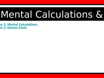 Autumn 1 Week 6 Mental Calculations