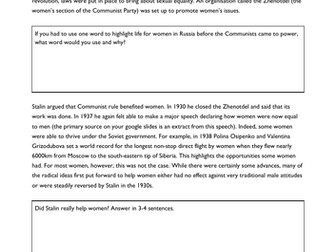 Life for women in the Soviet Union lesson