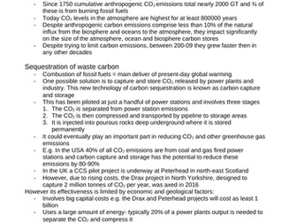 A level OCR geography notes Fossil fuels and carbon cycle