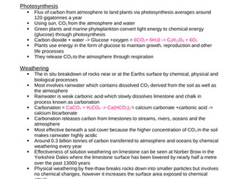 A level OCR processes of the carbon cycle revision