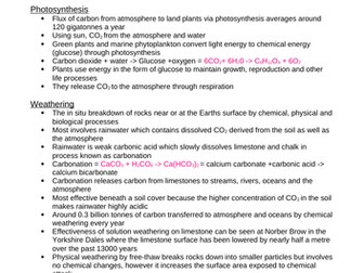 A level OCR processes of the carbon cycle revision