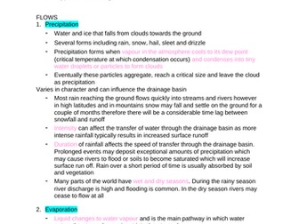 A level OCR processes of the water cycle