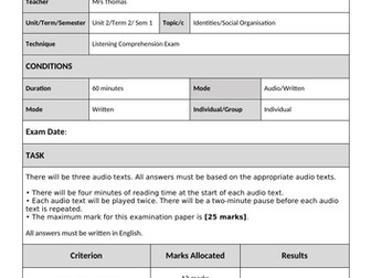 IBDP English B HL Listening assessment