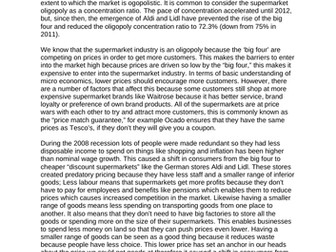 Case study/essay on the supermarket Oligopoly