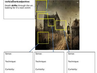 Creative writing from an image using boxes to scaffold