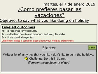 Holiday preferences - y10 spanish