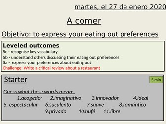 A comer - eating out preferences - y10 spanish