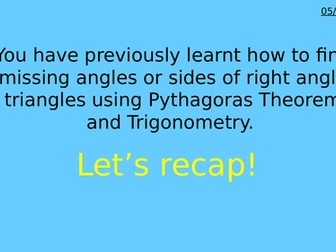 Pythagoras and Trigonometry recap lesson 1