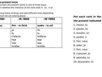 Tense revision (present, perfect & imperfect) KS4