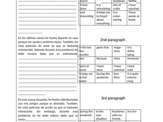 Qué has hecho durante el confinamiento? lockdown sentence builder narrow reading narrow translation