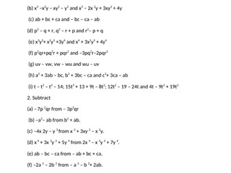 Fundamental Operations On Algebraic Expressions