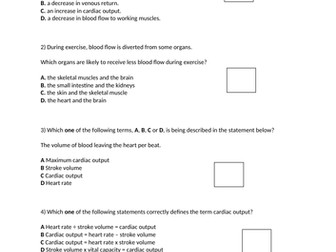 Circulatory System Questions for GCSE PE