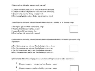 Respiratory System Questions for GCSE PE
