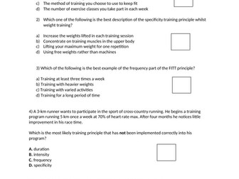 Principles of Training Questions for GCSE PE